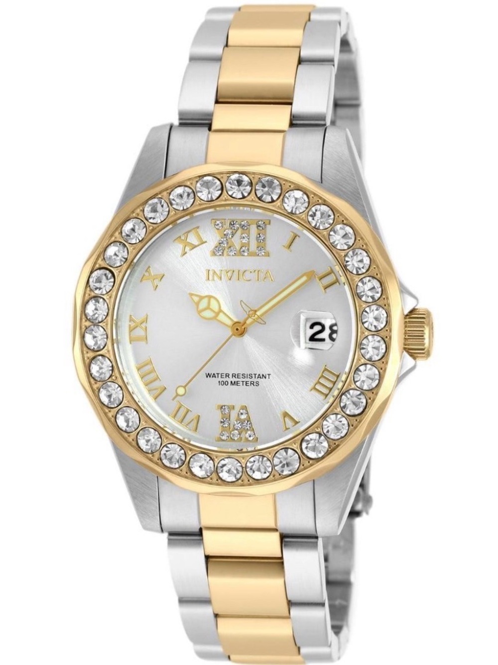 NEW Invicta Pro Diver Women's Watch - 38mm, Steel/Gold.  Crystal Bezel.